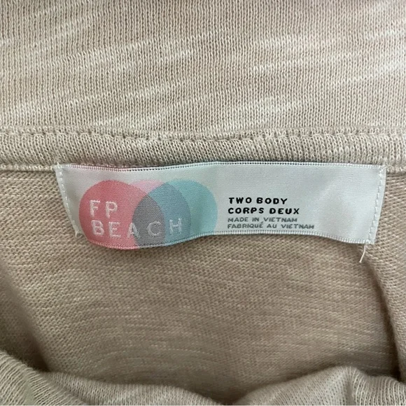 Free People Beach Top Tunic Two Body Corps Deux Cowl Relaxed Fit Lounge Oatmeal - Picture 14 of 15